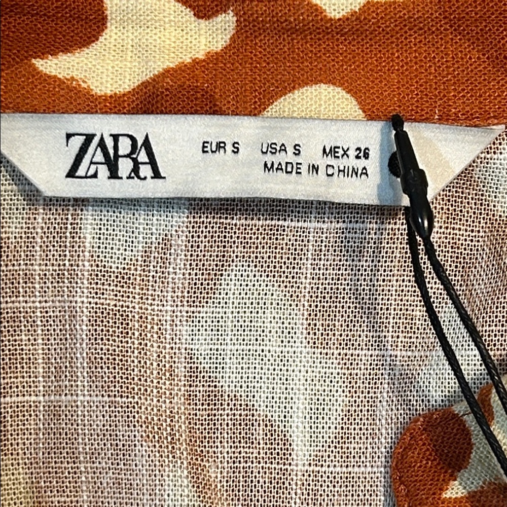 Zara Orange Patterned Women's Cropped Top, NWT, size S - Picture 2 of 6